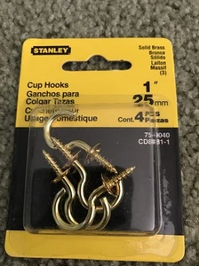 Ganchos para taza de latón macizo Stanley Hardware 759040 4 unidades 1" - Imagen 1 de 2