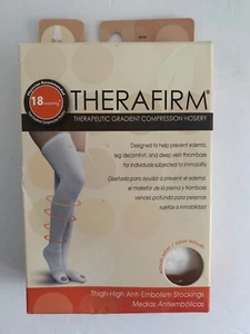 Therafirm Inspection Toe Thigh High Anti-Embolie Stockings 18mmHg Medium White - Bild 1 von 5