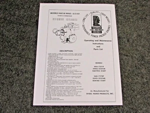 TECUMSEH ENGINES PARTS MANUAL H60 75117F 75118F HH60 105013B 105014B WHEEL HORSE - Picture 1 of 4