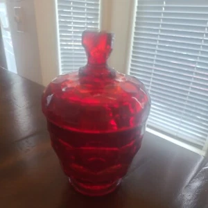 Vintage Viking" Georgian" Ruby Footed Glass Jar - Picture 1 of 3