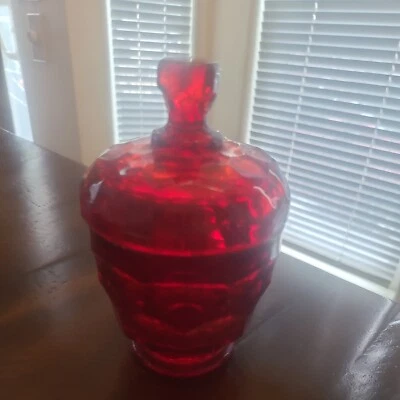 Vintage Viking" Georgian" Ruby Footed Glass Jar - Image 1 of 3