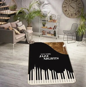 3D Black Piano ZHUA94 Game Non Slip Rug Mat Photo Carpet Boris Draschoff Zoe - Picture 1 of 5