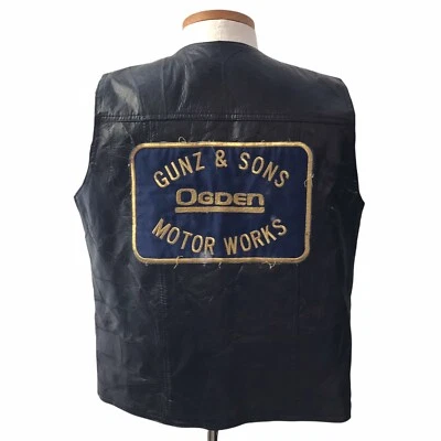 Gunz Ogden Leather Vest Patches Motorcycle 2000 Detroit Gentlemen Men's Large B7 - Image 1 of 4