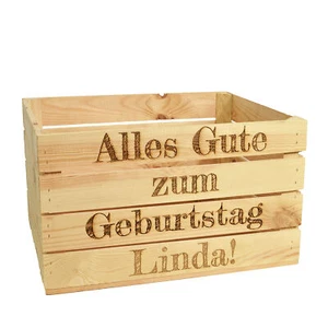 Holzkiste Natur 50x40x30cm mit Gravur Obstkiste Weinkisten Holzkiste Schuhregal - Bild 1 von 6