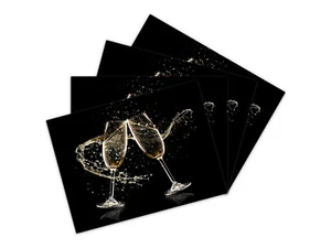 Placemats / Glass Cutting Boards Set of 4 Size 40x30cm /each glass of champagne - Picture 1 of 4