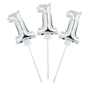 Fun Express Self-Inflating Silver Number 1 6" Mylar Balloons – 6 Pc - Picture 1 of 1