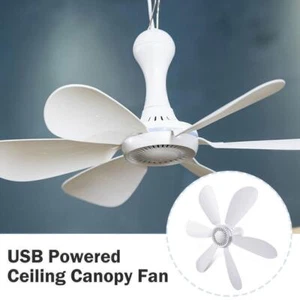 Silent 6 Leaves USB Powered Ceiling Canopy Fan for Camping Bed Dormitory Tent - Picture 1 of 17