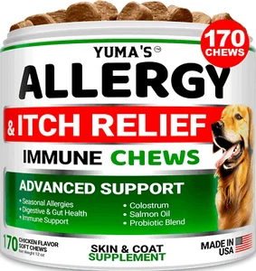 Dog Allergy Relief Chews Dog Itching Skin Relief Treatment Pills 170 Treats - Picture 1 of 6
