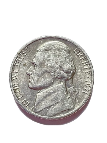 1971 NO Mint Mark Jefferson Nickel 5 Cent US Coin Collectible Cover