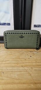Coach green leather accordion wallet with rivets 