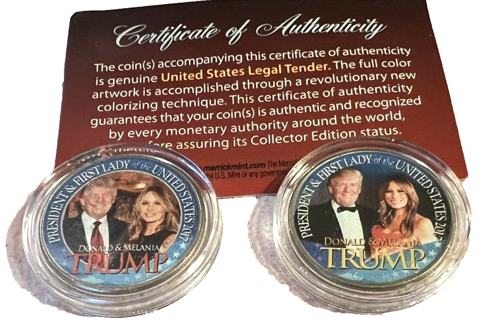DONALD TRUMP & MELANIA TRUMP OFFICIAL 2016 President 2-coin set - Image 1 of 1