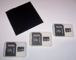 Lot of 3 New 256mb Micro SD Memory Cards, 256 mb MicroSD + Cleaning Cloth - USA - Picture 1 of 3