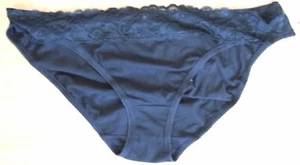 M & S size 18 Bikini Knickers Panties Briefs stretchy floral lace waist Black - Picture 1 of 5