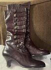 KENZIE Leather Cowgirl Button Riding Boots Tweed Interior Size 9.5 Great Cond