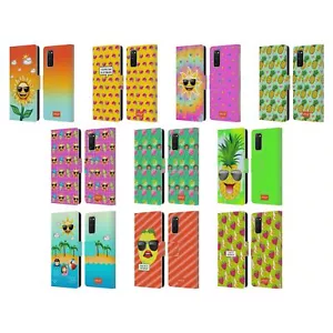 OFFICIAL emoji® HAPPY SUMMER LEATHER BOOK WALLET CASE FOR SAMSUNG PHONES 1 - Picture 1 of 16