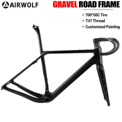 AIRWOLF 700*50c Kohlefaser Carbon Gravel Fahrrad Rahmen Rennrad Reiserad Fahrräd - Bild 1 von 4