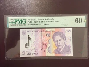 Romania 5 lei 2019 pick 118j pmg 69 - Picture 1 of 2