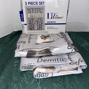 NEW LICHTENBERG RISTRETTO COFFEE ESPRESSO KITCHEN 3 PIECE TIER SET & VALANCE SET - Picture 1 of 8