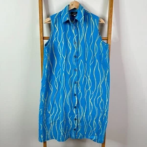 Callan Design Shirt Dress Womens 12 Blue Sleeveless Collared Button Up - Picture 1 of 9