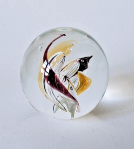 VINTAGE GLASS PAPERWEIGHT Brown Swirl 3" Orb 60/70s Caithness Murano EXCELLENT - Picture 1 of 7