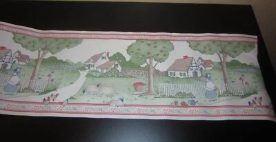 Country garden pink blue green prepasted 10" wallpaper roll 12' - Image 1 of 2