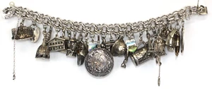 Vintage Elco Sterlingsilber 8" Bettelarmband Herz Sicherheitsverschluss 26 Charms - Bild 1 von 20