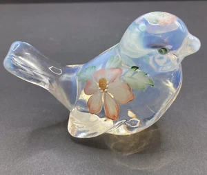 Vintage Fenton White Opalescent Bird Glass Figurine Hand Painted Signed - Picture 1 of 4