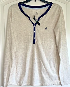 New Tommy Hilfiger  Men's Henley Shirt L American Heather JL0823 - Picture 1 of 3