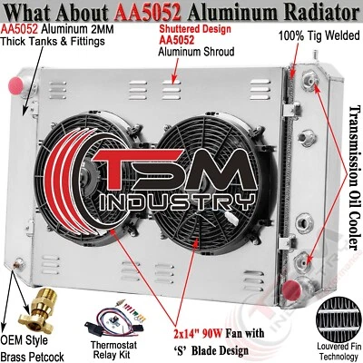 3Row Radiator Shroud+Fan For 1991-2001 Chevy GMC C6500 C7000 Topkick Kodiak 7.0L - Imagem 1 de 4