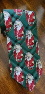 FN Fashion Neckwear Weihnachten Krawatte Weihnachtsmann grün weiß rot 58", 100 % Seide - Bild 1 von 3