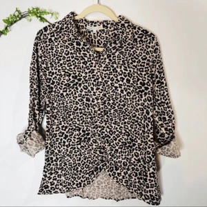 C&C California Pink Leopard Print Top Front Knot - Picture 1 of 9