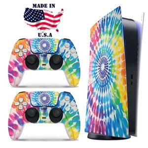 PS5 Digital Version Console & Controller Vinyl Skin Decal Wrap Bullseye Tie Dye - Picture 1 of 3