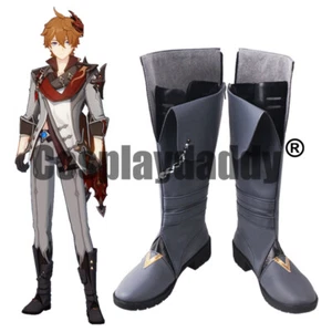 Genshin Impact Snezhnaya Childe Tartaglia Cosplay Gray Shoes Boots S008 - Picture 1 of 5