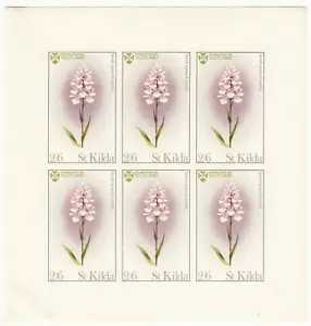 GB Locales; St Kilda 6 x 2/6d Heath Spotted Orchid Imperf, 1969, MNH, Flores - Imagen 1 de 1