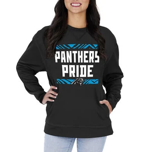 Zubaz NFL Women's Carolina Panthers Team Color & Slogan Crewneck Sweatshirt - Picture 1 of 3