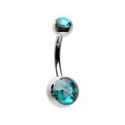 Rose Gold Abalone Shell Double Ball Inlay Belly Ring Silver Sea Sexy Beautiful