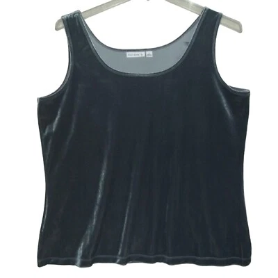 Susan Graver Tank Top Womens XL Gray Velvet sleeveless scoop neck shirt - Image 1 of 4