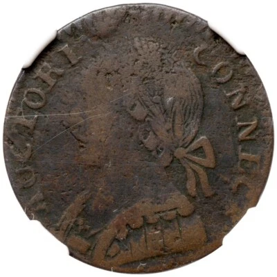 Moneda de cobre colonial Connecticut 1788 M 9-E R-4+ NGC VF detalles Foto 1 de 3