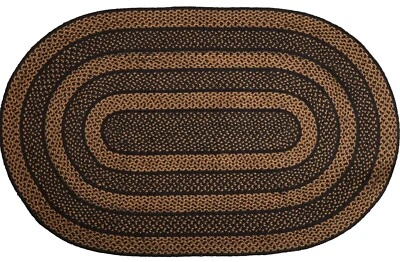 Black & Tan Oval Braided Area Rug Eco-Friendly Country Farmhouse Non-Slip - Image 1 of 4