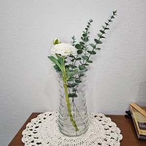 Heavy Clear Rippled Vase 10 inches tall - Bild 1 von 8