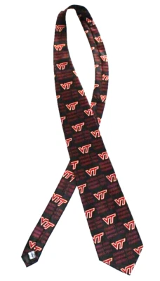 Corbata deportiva de colección Ralph Marlin Virginia Tech 100 % poliéster negra y roja 58" Foto 1 de 4