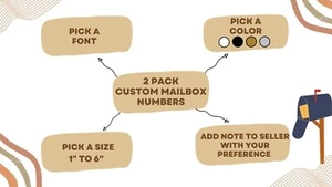 2 pack Custom Personalized Mailbox Numbers Vinyl Decals Stickers - Picture 1 of 2