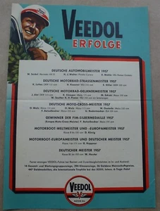 Plakat Veedol 1957 Motoröl Erfolge Flyer Mercedes Porsche BMW - Bild 1 von 1