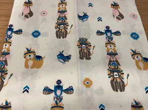 Craft Cotton Fabric Indians Cowboys Animals Half Metre Children Patchwork - Picture 1 of 5