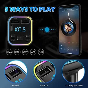 Bluetooth FM Transmitter Handsfree Car Kit Radio MP3 Player Y9Q7 USB A7F1 - Afbeelding 1 van 10