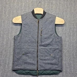 Bonobos Reversible Vest Italian Wool Herringbone Green Quilted Puffer Men Medium - Picture 1 of 12
