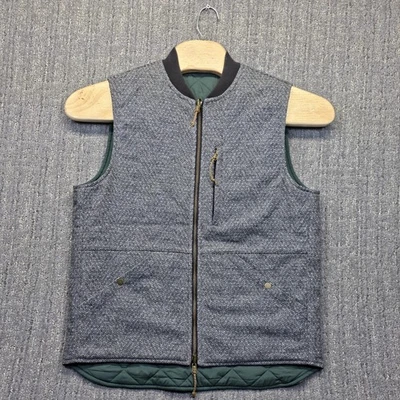 Bonobos Reversible Vest Italian Wool Herringbone Green Quilted Puffer Men Medium - Image 1 of 4