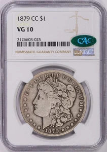 1879-CC $1 Morgan Silver Dollar NGC VG10 CAC Green Bean - Picture 1 of 3