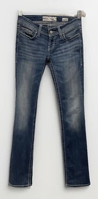 Pantalones de mezclilla BKE Stella Y2K tiro bajo corte bota para mujer 26 X 36 bordados retro Foto 1 de 4