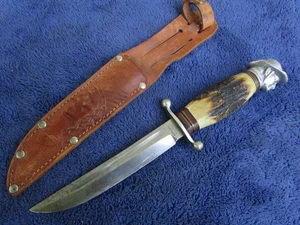 SELTENES ORIGINAL DEUTSCHES MATADOR SOLINGEN COWBOYKOPF PFADFINDERMESSER UND SCHEIDE - Bild 1 von 19